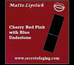 Cherry Red Pink with Blue Undertone Matte Lipstick First Bloom by Secret of Aging