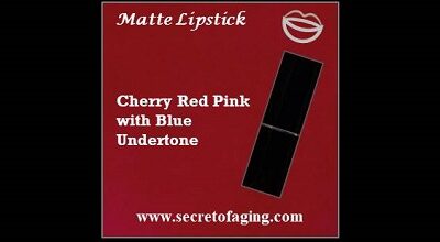 Cherry Red Pink with Blue Undertone Matte Lipstick First Bloom by Secret of Aging