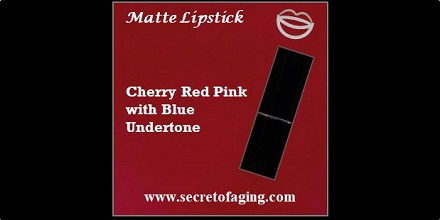 Cherry Red Pink with Blue Undertone Matte Lipstick First Bloom by Secret of Aging